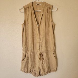 old navy khaki sleeveless romper w/ pockets